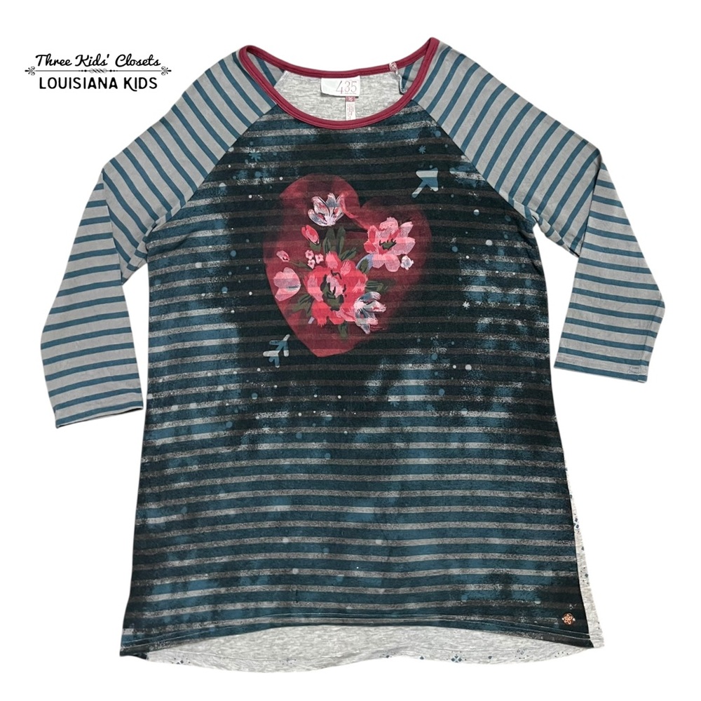 Matilda Jane 16Y Make Believe Rig It Up Tunic Tee Shirt Heart Rose Stripes